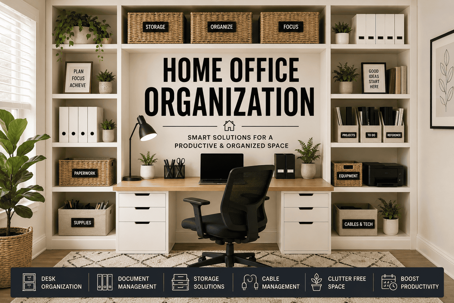 home office organization products for desk and cable management